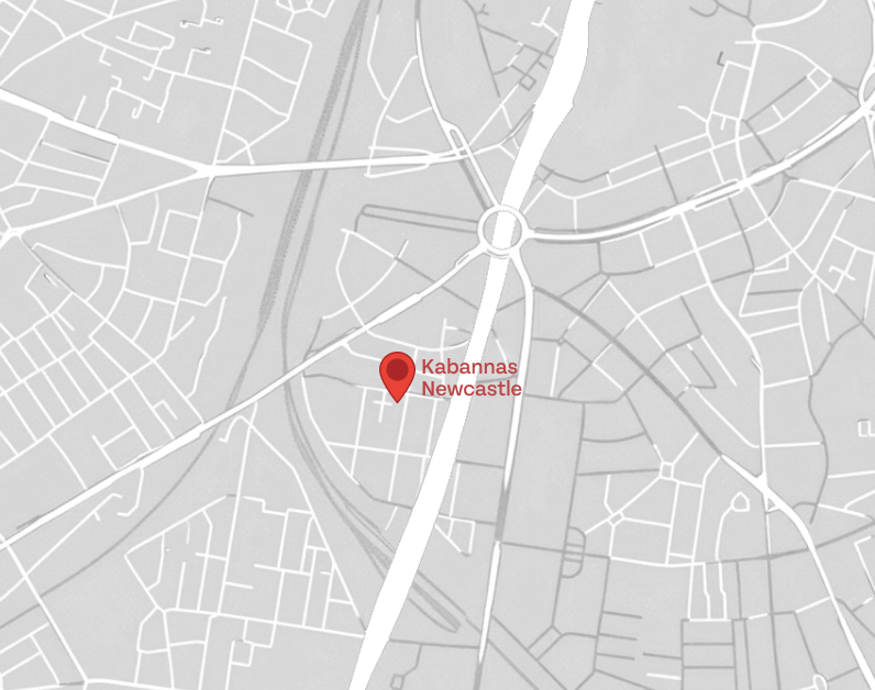 Map showing Kabannas Newcastle