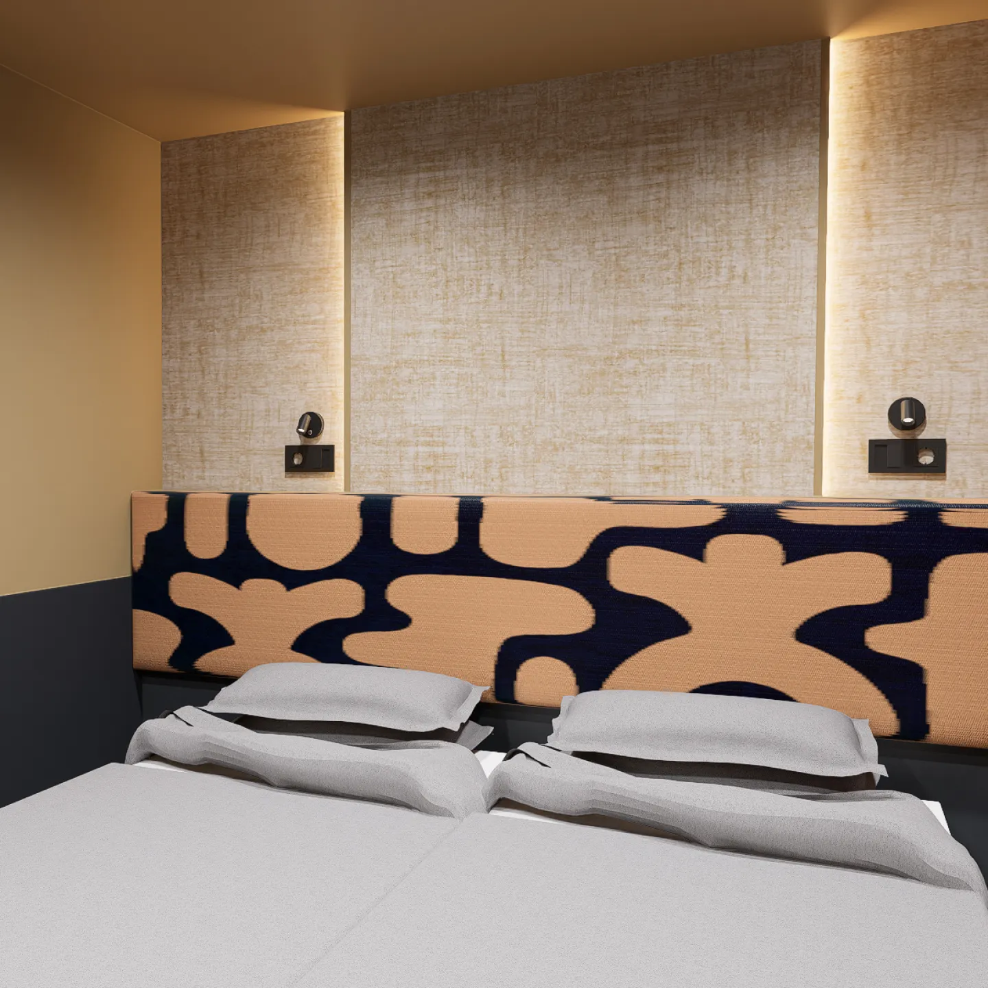 A Kabannas Nest room CGI showing the warm and cosy interior